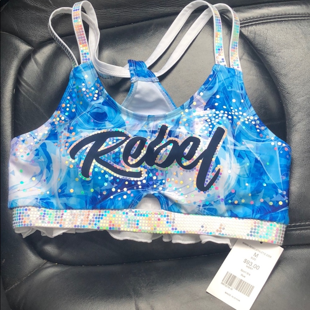 rebel athletics blue sports bra